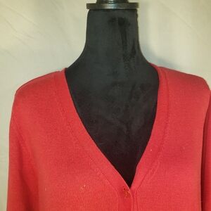 New Directions Weekend Bold Red V-Neck Sweater - XL